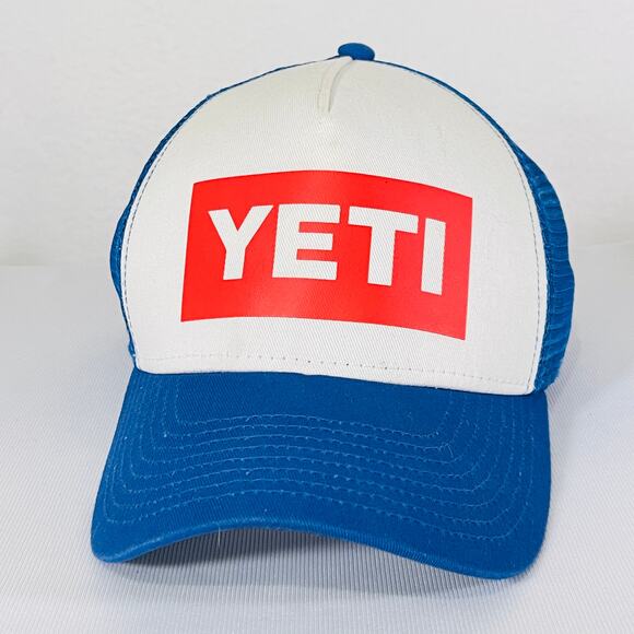 YETI American Logo Trucker Hat Men Adult Red White Blue Adjustable Snapback Cap - Picture 2 of 6